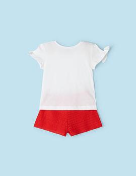 Conj.Short Volantes Rojo Para Niña