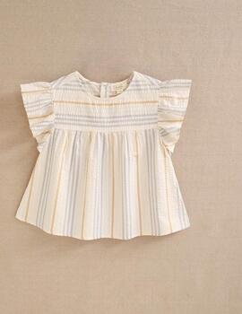 Camisa Dadati Rayas Beige Para Niña