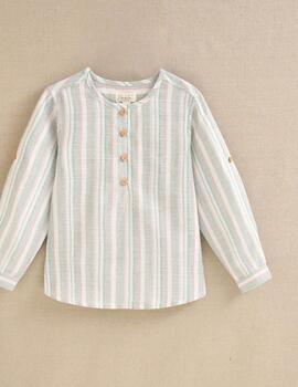 Camisa Dadati Rayas Beige Para Niño