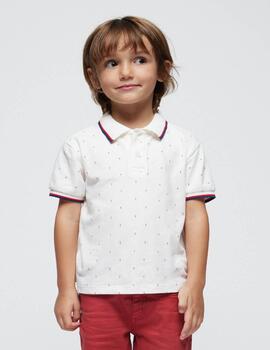 Polo Mayoral Estampado Blanco Para Niño