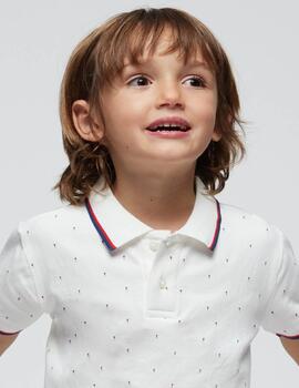 Polo Mayoral Estampado Blanco Para Niño