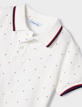 Polo Mayoral Estampado Blanco Para Niño