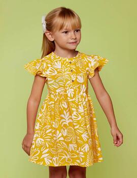 Vestido Mayoral Estampado Miel Para Niña