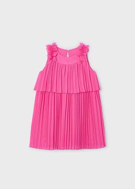 Vestido Mayoral Plisado Fucsia Para Niña