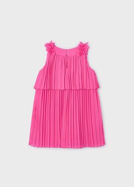 Vestido Mayoral Plisado Fucsia Para Niña