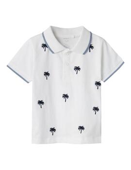 Polo Name It Bordado Palmeras Blanco Para Niño