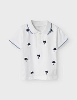 Polo Name It Bordado Palmeras Blanco Para Niño