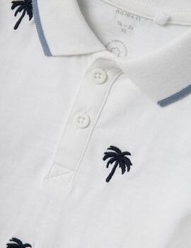 Polo Name It Bordado Palmeras Blanco Para Niño