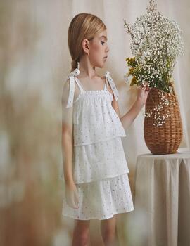 Vestido Dadati Lunares Blanco Para Niña