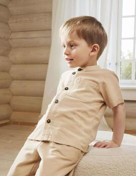 Camisa Name it Cuello Maho Beige Para Niño