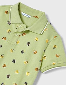 Polo Mayoral Estampado Animales Verde Para Niño