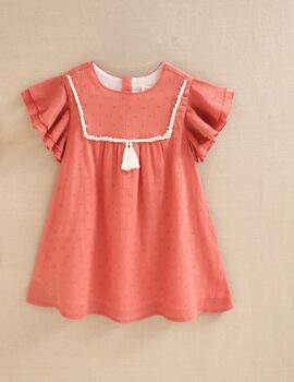 Vestido Dadaty Plumeti Coral Para Niña