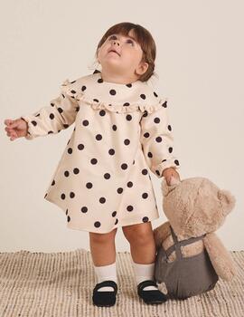 Vestido Dadaty Crudo Lunares Negro Para Bebè