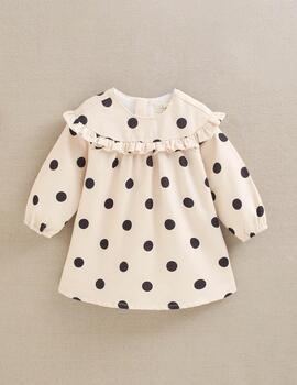 Vestido Dadaty Crudo Lunares Negro Para Bebè