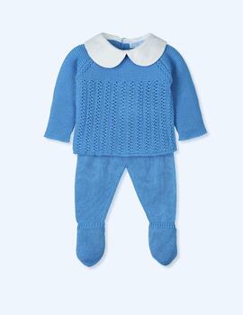 Conj.Mac Ilusiòn Cuello Bebè Azul Riviera Para Bebé