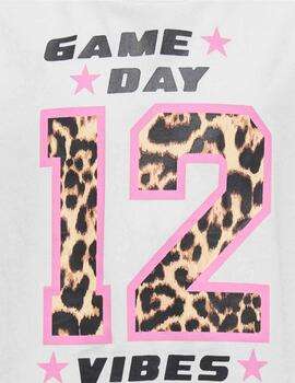 Camiseta Only Blanco Estampado Leopardo Para Niña