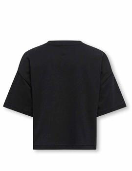 Camiseta Only Negra Estampado Leopardo Para Niña