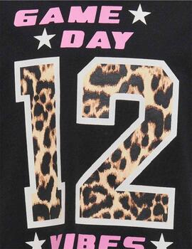 Camiseta Only Negra Estampado Leopardo Para Niña