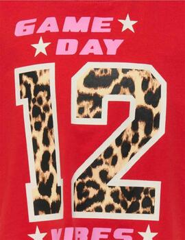 Camiseta Only Roja Estampado Leopardo Para Niña