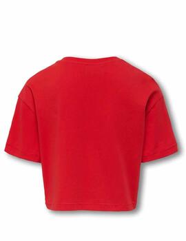 Camiseta Only Roja Estampado Leopardo Para Niña