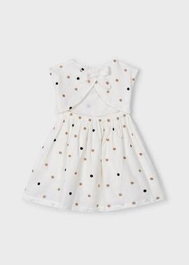 Vestido Mayoral Topos Crudo Para Niña