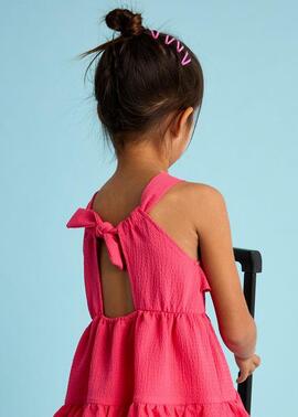 Vestido Mayoral Gasa Fucsia Para Niña