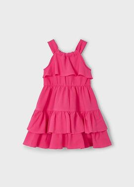 Vestido Mayoral Gasa Fucsia Para Niña