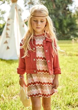 Vestido Mayoral Zig Zag Salmon Para Niña