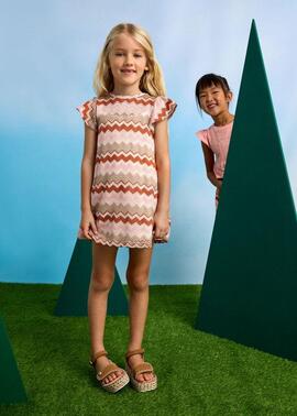 Vestido Mayoral Zig Zag Salmon Para Niña
