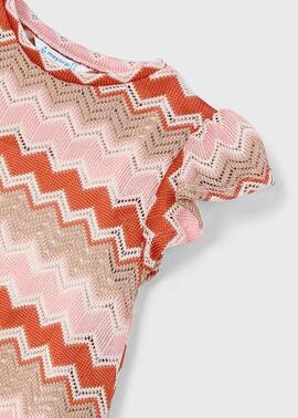 Vestido Mayoral Zig Zag Salmon Para Niña