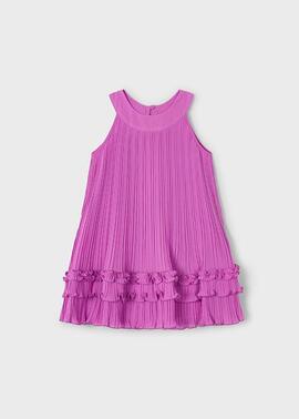Vestido Mayoral Plisado Lila Para Niña