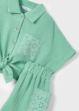 Conj.Mayoral Short Peforado Menta Para Niña