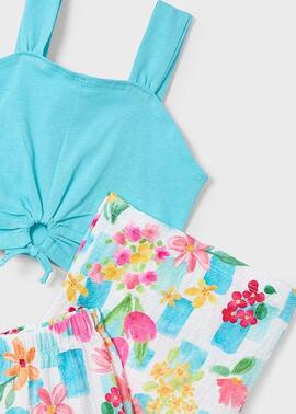 Conj.Mayoral Estampado Turquesa Para Niña