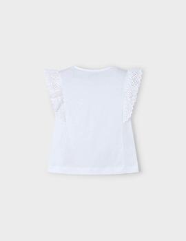 Camiseta Mayoral M/C Crochet Blanco Para Niña