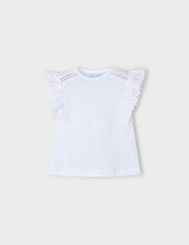 Camiseta Mayoral M/C Crochet Blanco Para Niña