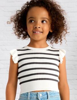 Top Mayoral Tricot Canale Bco-antrac Para Niña
