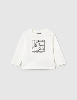 Camiseta Mayoral Dino Blanca Para Bebé