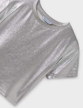 Camiseta Mayoral Canelé Plata Para Niña