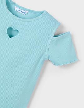 Camiseta Mayoral Canelé Verde Para Niña