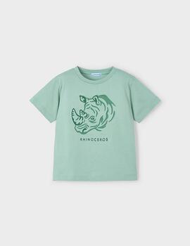 Camiseta Mayoral Verde Agua Rinoceronte Para Niño