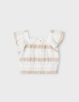 Blusa Mayoral Cuadros Canela Para Niña