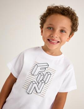 Camiseta Mayoral Logo Blanca Para Niño