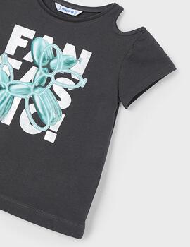 Camiseta Mayoral Letras Gris Para Niña