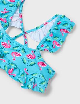 Bikini Mayoral Flamencos Turquesa Para Niña