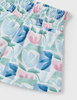 Short Mayoral Flores Menta Para Niña