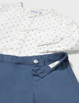 Conj.Mayoral Camisa-Bermuda Azul Para Bebé