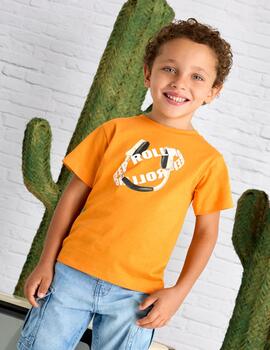 Camiseta Mayoral Cascos Naranja Para Niño