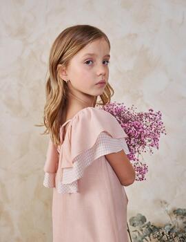Vestido Dadati Cuadritos Rosa Para Niña