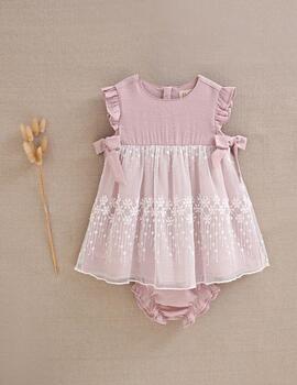 Vestido Dadati Tul Rosa Para Bebé