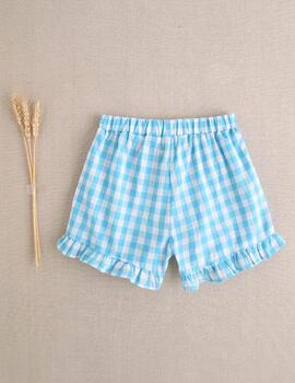 Short Dadati Cuadros Turquesa Para Niña
